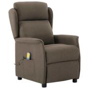 vidaXL Massagefåtölj med kudde Taupe 67.5 x 93.5 x 101.5 cm tyg