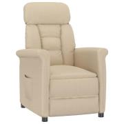 vidaXL Recliner Stol Grädde Kräm 70.5 x 96.5 x 95 cm Tyg och metall