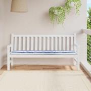 vidaXL Trädgårdsbänk-kudde Blå och vit 180 x 50 x 4 cm Oxford tyg