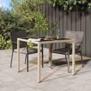 vidaXL Trädgårdsmiddag Bord Beige 90 x 90 x 75 cm Poly rattan