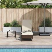 vidaXL Solsäng Reclining med kudde Brun 157 x 55 x 92cm konstrotting