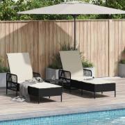 vidaXL Solsäng Reclining 2 pcs Svart 35 x 35 x 32cm konstrotting