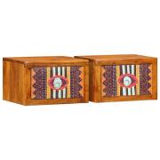 vidaXL Nattduksbord med låda 2 pcs Brun 35 x 30 x 22 cm