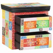 vidaXL Nattduksbord med låda Flerfärgsdesign 40 x 30 x 40 cm