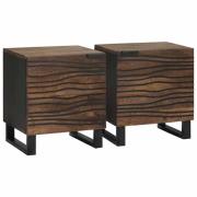 vidaXL Nattduksbord 2 pcs Valnöt 40 x 33 x 46 cm massivt mangoträ