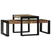 vidaXL Kaffeebord 2 pcs Flerfärgsdesign massivt återvunnet trä