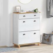vidaXL Skoskåp med låda ASKIM Vit 85 x 35 x 108 cm Massivt tallträ