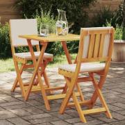 vidaXL Bistroset 3 pcs Brun massivt akacia