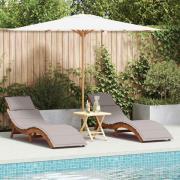 vidaXL Solsäng 2-person 2 pcs Taupe 184 x 55 x 64 cm Massivt akaciaträ