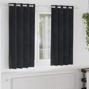 vidaXL Gardiner med gardiner 2 pcs Svart 140 x 175 cm Sammet