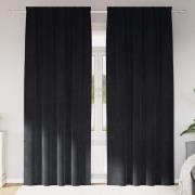 vidaXL Gardiner med gardiner 2 pcs Svart 140 x 225 cm Sammet