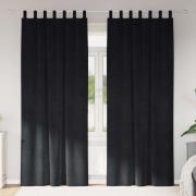 vidaXL Gardiner med gardiner 2 pcs Svart 140 x 245 cm Sammet