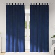 vidaXL Gardiner med gardiner 2 pcs Mörkblå 140 x 225 cm Sammet