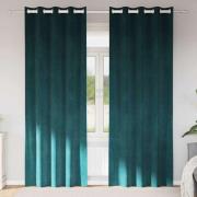vidaXL Gardiner med gardiner 2 pcs Mörkgrön 140 x 225 cm Sammet