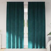 vidaXL Gardiner med gardiner 2 pcs Mörkgrön 140 x 245 cm Sammet