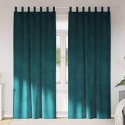 vidaXL Gardiner med gardiner 2 pcs Mörkgrön 140 x 260 cm Sammet