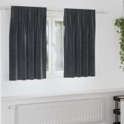 vidaXL Gardiner med gardiner 2 pcs Mörkgrå 140 x 140 cm Sammet