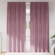 vidaXL Gardiner med gardiner 2 pcs Mörkrosa 140 x 245 cm Sammet