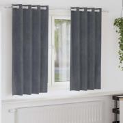 vidaXL Gardiner med gardiner 2 pcs Ljusgrå 140 x 175 cm Sammet