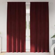 vidaXL Gardiner med gardiner 2 pcs Vinröd 140 x 260 cm Sammet