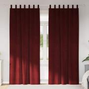 vidaXL Gardiner med gardiner 2 pcs Vinröd 140 x 260 cm Sammet