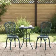 vidaXL Trädgårds Bistro Set 3 pcs Grön Aluminium