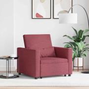 vidaXL Enkel Soffbed Reclining med hjul Vinröd 90 x 165 x 87 cm tyg