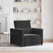 vidaXL Enkel Soffbed Reclining med hjul Svart 90 x 165 x 87 cm Sammet