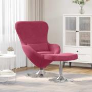 vidaXL Äggstol med Fotpall Vinröd 63 x 73 x 90 cm Sammet