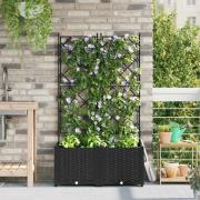 vidaXL Trädgårdsplanterare med trellis 2 pcs Svart 80 x 40 x 143 cm PP