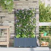 vidaXL Trädgårdsplanterare med trellis 2 pcs Ljusgrå 80 x 40 x 143 cm