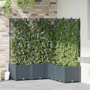 vidaXL Trädgårdsplanterare med trellis 5 pcs Ljusgrå