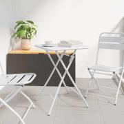 vidaXL Trädgårdsbord Vit 55 x 55 x 73 cm Pulverlackerad stål