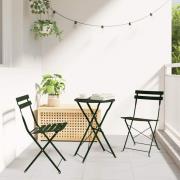 vidaXL Fällstol för trädgård 2 pcs Grön 42 x 46 x 82 cm Stål