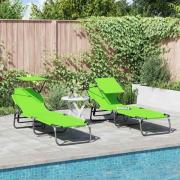 vidaXL Hopfällbar solstol med kudde 2 pcs Grön 56 x 190 x 81cm tyg