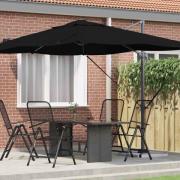 vidaXL Kantilever Roma Parasoll Svart och svart 352 x 251 x 260 cm