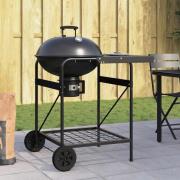 vidaXL Utomhusgrill med hjul Svart 96 x 72 x 113 cm Metall