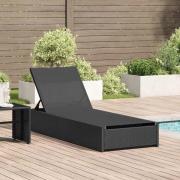 vidaXL Solstol Reclining med kudde Svart 60 x 200 x 27cm konstrotting