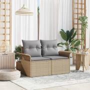 vidaXL Trädgårdsoffa med kudde Beige 141 x 62 x 69cm konstrotting