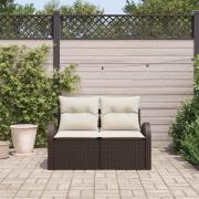 vidaXL Trädgårdsoffa med kudde Brun 124 x 62 x 69 cm konstrotting
