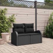vidaXL Trädgårdsoffa med kudde Svart 124 x 62 x 69 cm konstrotting