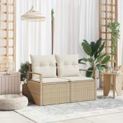 vidaXL Trädgårdsoffa med kudde Beige 120 x 62 x 69 cm konstrotting
