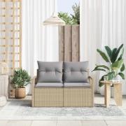 vidaXL Trädgårdsoffa med kudde Beige 120 x 62 x 69 cm konstrotting