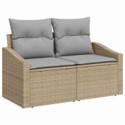 vidaXL Trädgårdsoffa med kudde Beige 123 x 62 x 69cm konstrotting
