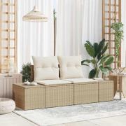 vidaXL Trädgårdsoffa med kudde Beige 123 x 62 x 69cm konstrotting