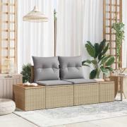 vidaXL Trädgårdsoffa Beige 184 x 62 x 85cm konstrotting
