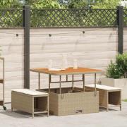 vidaXL Trädgårdsmöbelset 3 pcs Beige Poly rattan
