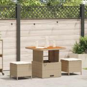 vidaXL Trädgårdsmöbelset 3 pcs Beige Poly rattan