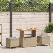 vidaXL Trädgårdsmöbelset 3 pcs Beige Poly rattan