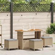 vidaXL Trädgårdsmöbelset 4 pcs Beige Poly rattan